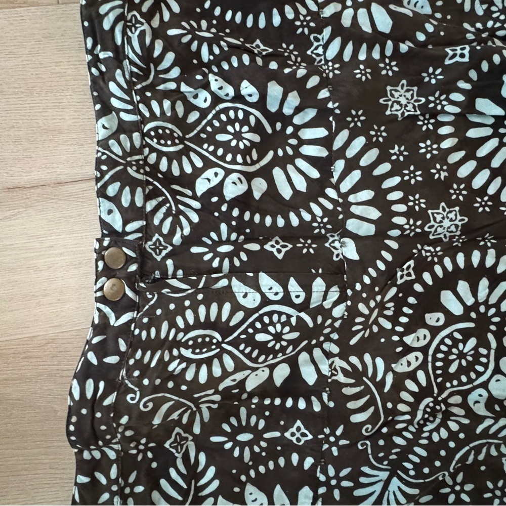 Brown and Teal Asymmetrical A-Line Midi Skirt - Picture 6 of 9